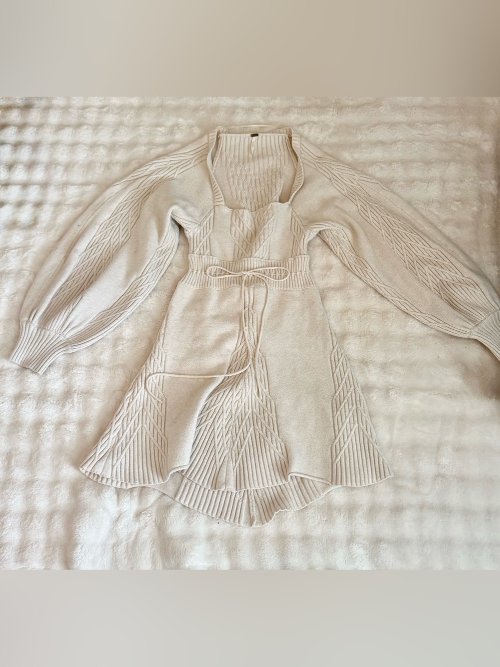 Free People | Cream Cable Knit Sweater Dress | Boho - Picture 2 of 7